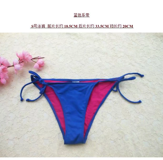 AB034 bên ngoài đơn màu xanh chấm bi bên ngoài đáy bikini hình chữ T quần đùi bơi sexy màu xanh đa dạng mục nhập - Bikinis