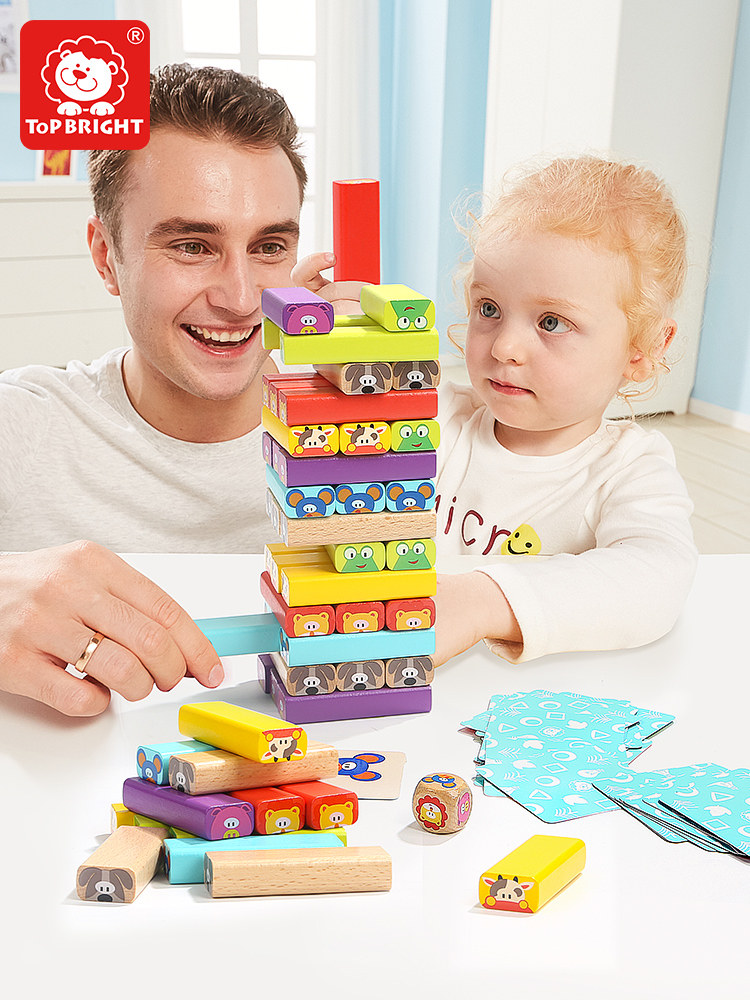 Tebao family-child interactive game animal stacking high stack music draw brick children's puzzle desktop toys 3 plus