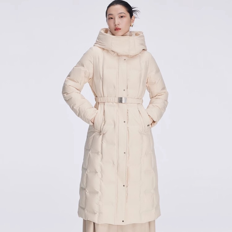 Ailaiyue Women's Mid-Length down Jacket with Detachable Hood, Simple and Elegant, Waist-Cinching, Slimming, Comfortable, Tag Price 1597 Yuan