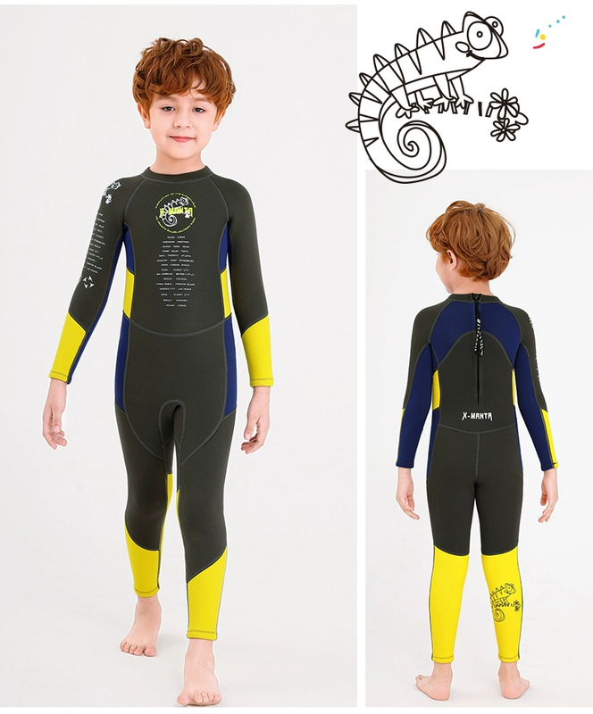 Bộ đồ bơi ấm áp cho trẻ em năm 2020 dày 2,5MM phù hợp với đồ lặn một mảnh nam dài tay chống lạnh ống thở lướt quần áo sứa - Bộ đồ bơi của Kid