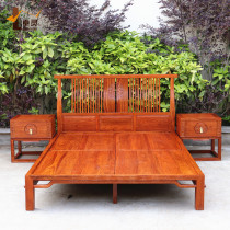 Hedgehog rosewood mahogany double bed new Chinese style Suhuali wood furniture simple modern solid wood wedding bed factory hot sale