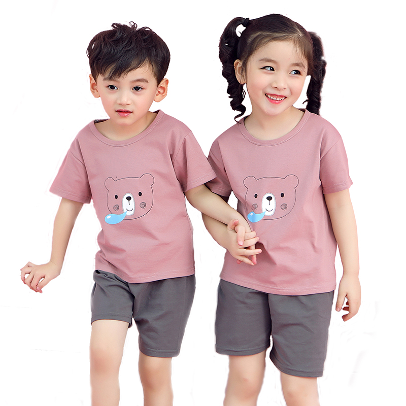 Summer 4 trẻ em ngắn tay bộ 5 cô gái bông 6 vừa và lớn cậu bé 7 chàng trai t-shirt 8 quần short cotton 3 phiên bản Hàn Quốc của triều 9 tuổi.