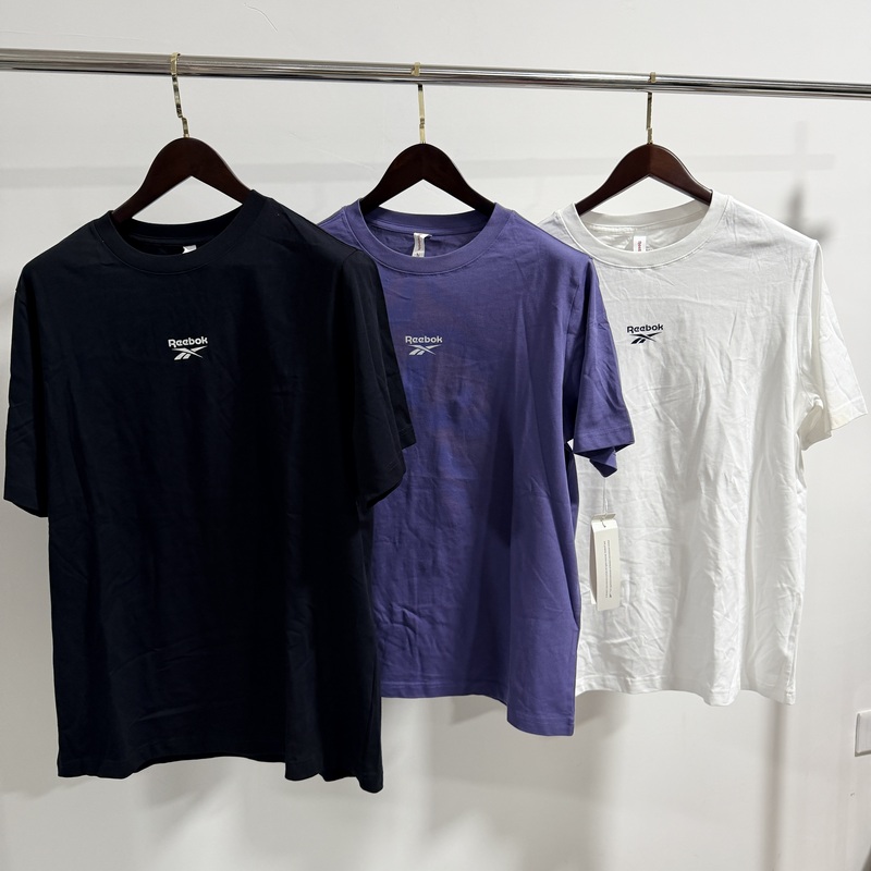 Reebok Reebok T-Shirt with Logo Print on the Chest, Round Neck, Short Sleeves, Same Style for Men and Women, Simple Solid Color
