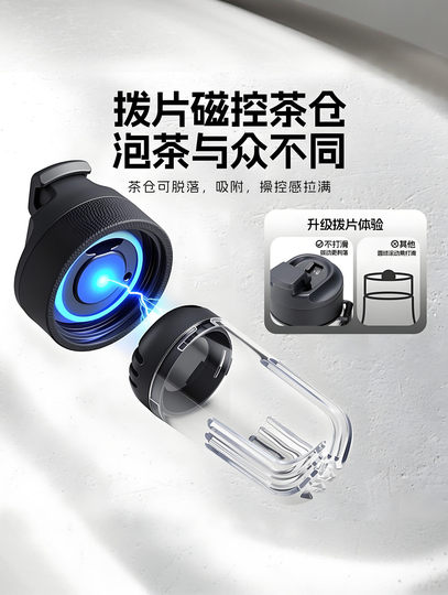 Insulated cup, water cup, tea cup, tea separation cup, men's magnetic suction high-value insulated kettle, cold-keeping office high-end