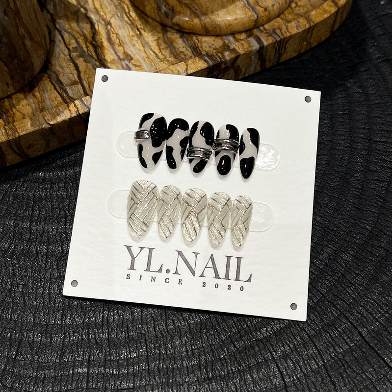 【Yl.Nail the Lost Kingdom】Handmade Nail Tips ins Unique Ab Hand-Painted Line Cat Eye Press-On Nails