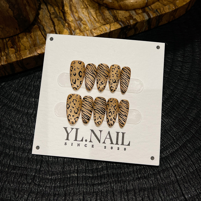 【Yl.Nail Wilderness Trace】Handmade Nail Tips ins Unique Matte Leopard Print Brightening Wearable Nails