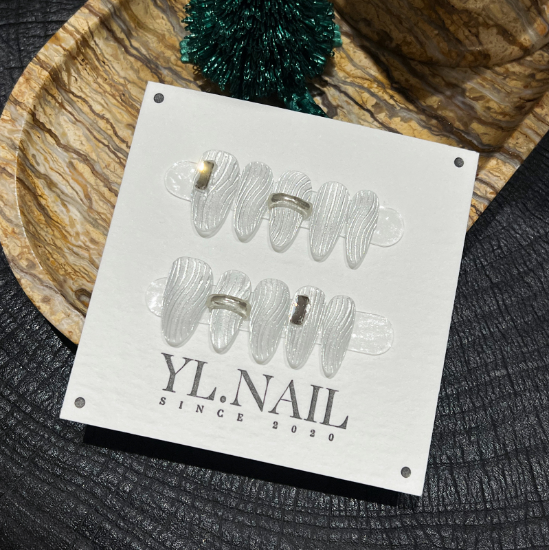【Yl.Nail Curved Water Ripple】Handmade Nail Tips ins Niche High-End Water Ripple Line Simple Wearable Nails