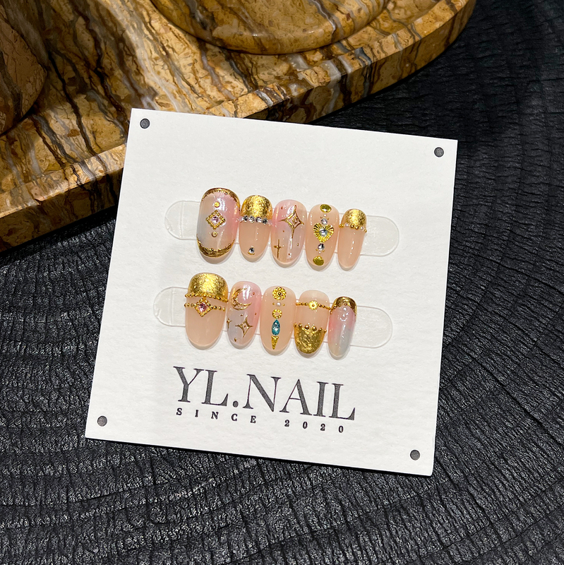 【Yl.Nail Nap Planet】Handmade Nail Tips ins Unique Gradient Iridescent Star and Moon Cute Wearable Nails 【Yl.Nail Nap Planet】Handmade Nail Tips ins Unique Gradient Iridescent Star and Moon Cute Wearable Nails