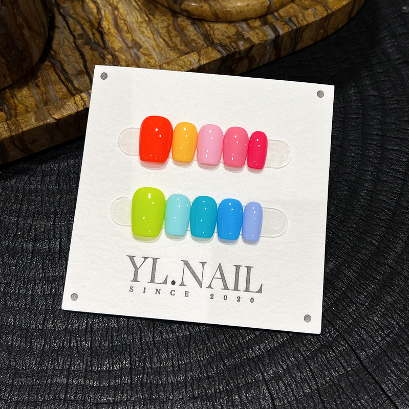 【Yl.Nail Dopamine Jelly Beans】Handmade Nail Tips ins Unique Summer Rainbow Candy Color Press-On Nails