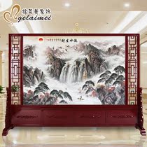 Customized Chinese-style screen partition living room porch solid wood office company hotel lobby flowing water generates wealth screen