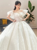 Straight Shoulder Law Style Wedding Dresses 2022 New Brides Small Subtemperament Superior Texture Big Trailing Palace Wind