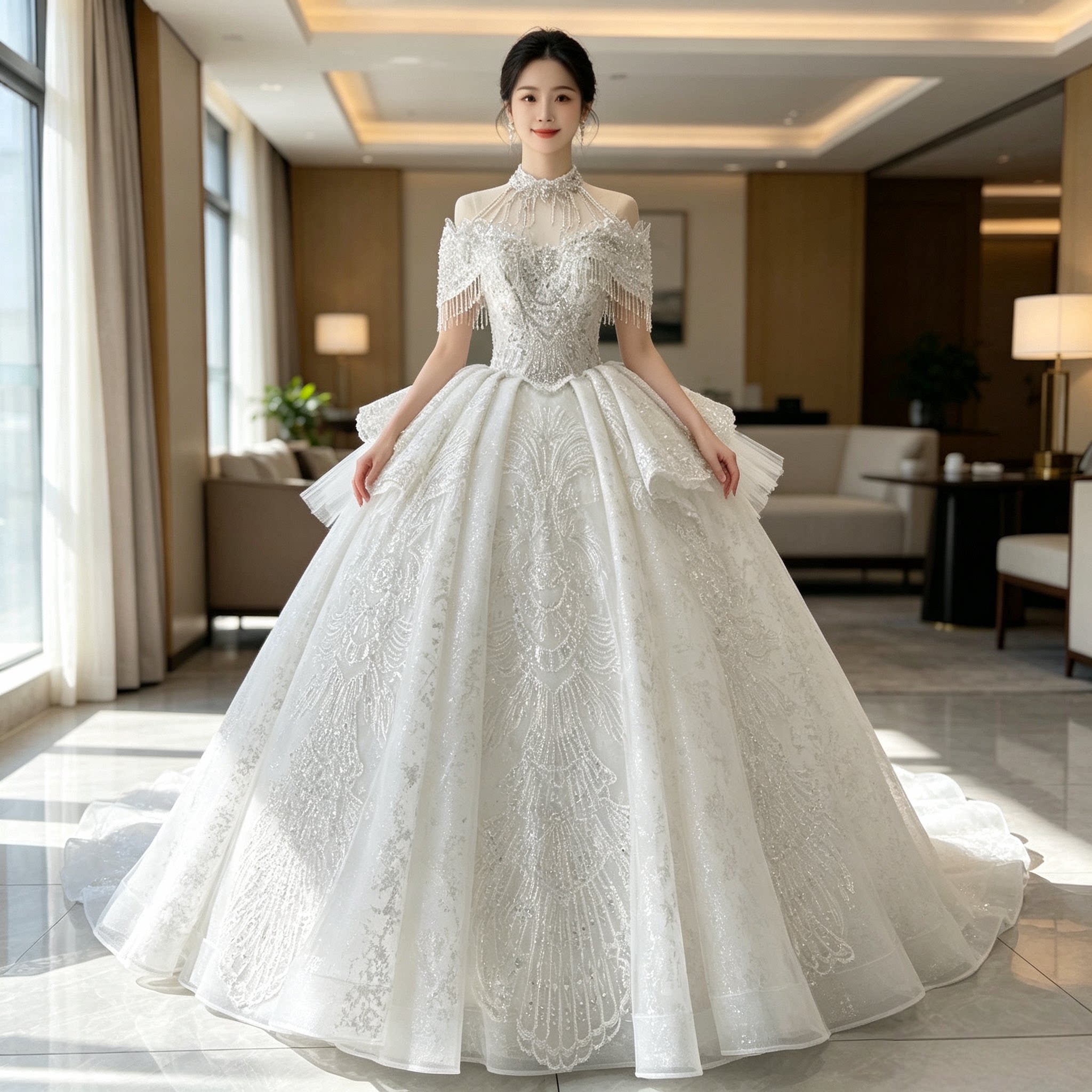 Французское свадебное платье на одно плечо bride 2026 новая основная пряжа высококачественная текстура маленькая тяжелая зимняя легкая пряжа большого размера