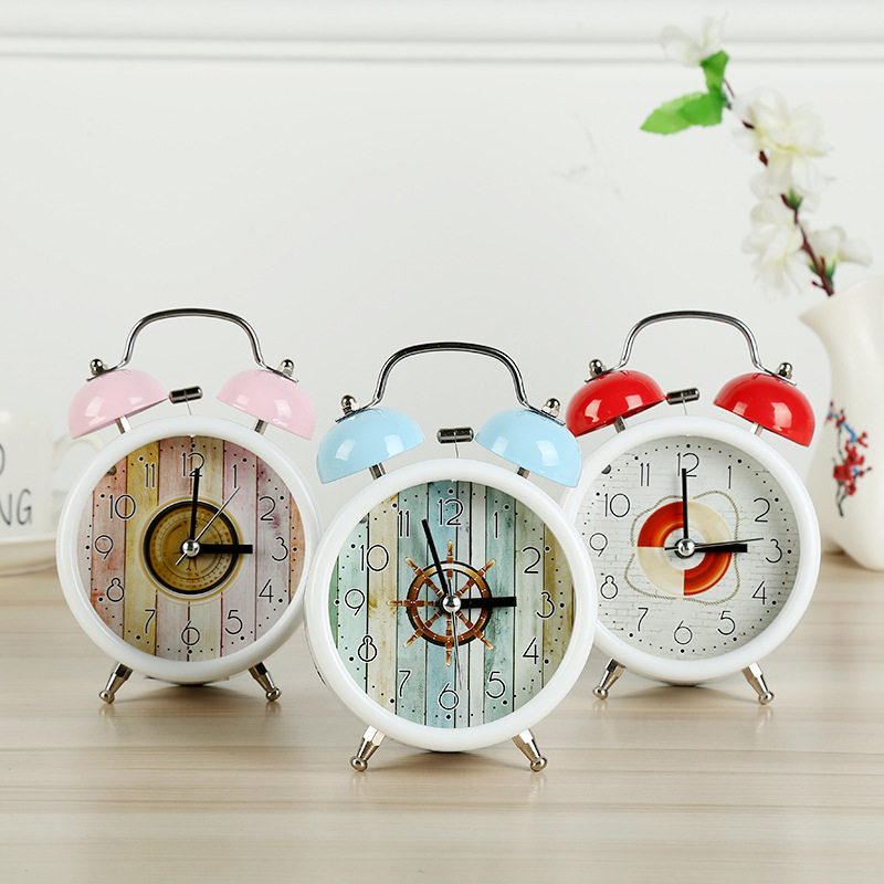 New Creative Winding Bell Alarm Clock Children's Bedroom Fashion Digital Alarm Clock Student Bedside Mute Clock
