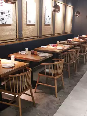 Solid wood Western restaurant table and chair Catering Snack bar Hotel Japanese cuisine noodle restaurant Chinese dining room table and chair combination