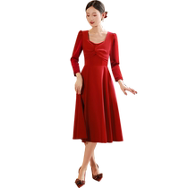Toast dress bride burgundy 2023 can usually wear engagement dress simple new back door dress wedding casual wear