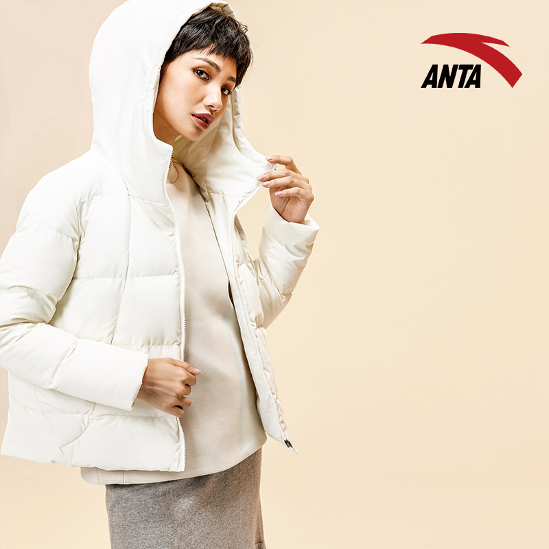 Anta down jacket nữ 2018 thu đông mới áo ấm gió thể thao cotton giản dị áo khoác thời trang trùm đầu —