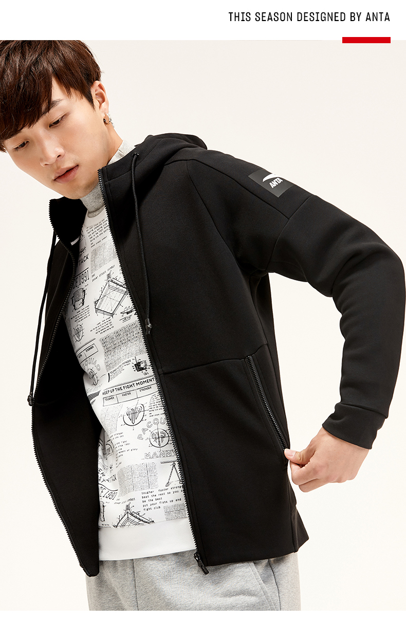 Áo khoác len nam Anta 2019 xuân mới cardigan đan áo trùm đầu thể thao áo khoác nam - Áo khoác thể thao / áo khoác áo khoác adidas neo
