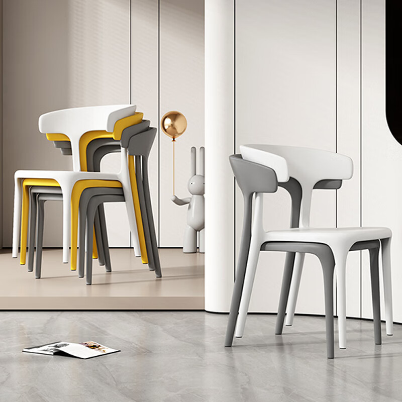 Horn Chair Backrest Dining Chair Household Plastic Chair Desk Stool Simple Commercial Scandinavian Office Chair Lazy Bench Horn Chair Backrest Dining Chair Household Plastic Chair Desk Stool Simple Commercial Scandinavian Office Chair Lazy Bench