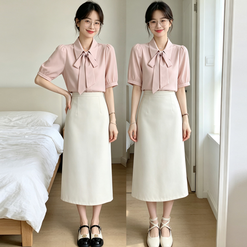 Pink Shirt for Women, Summer, Beautiful and Stylish, Professional Formal Wear, Elegant Outfit for Teacher Qualification Interview, Teacher Suit