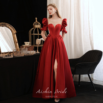 Dream Companion toast with 2022 new brides wedding betrothed evening gown temperament bubble sleeve summer