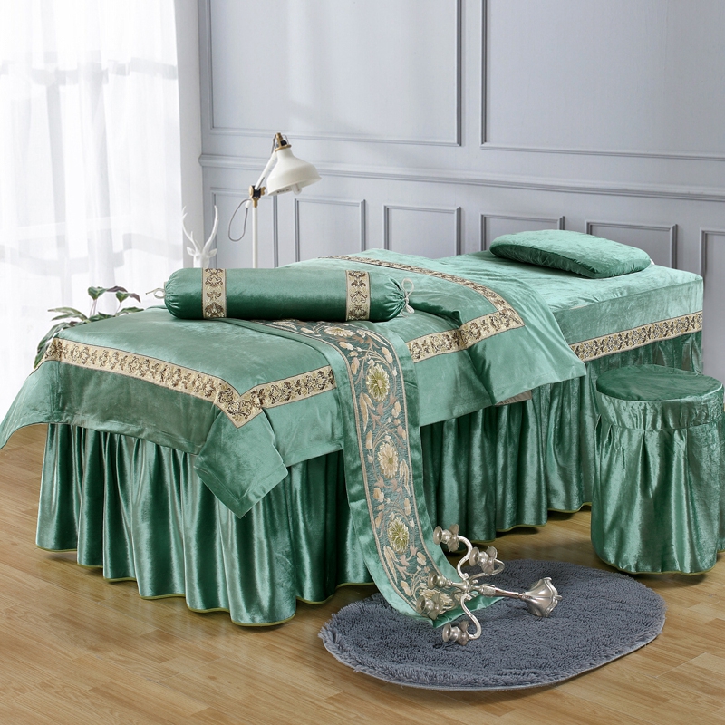 Custom beauty bed four-piece set Italian velvet bedspread beauty salon special massage treatment bed with hole simple bed cover