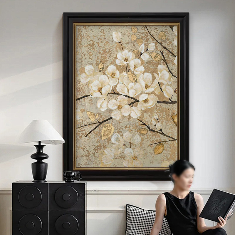 Vintage-Style Floral Decorative Painting for Living Room Entrance, Framed Hand-Painted Art Canvas Wall Art with a High-End Feel Like a Blooming Garden Vintage-Style Floral Decorative Painting for Living Room Entrance, Framed Hand-Painted Art Canvas Wall Art with a High-End Feel Like a Blooming Garden