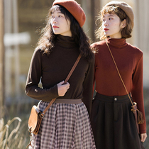 Dream horse long sleeve high collar bottom shirt pure color workout slim autumn winter warm 100 lap temperament polychromatic stitch cardiovert