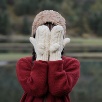 Autumn Winter Warm Thickening of Cute Cotton Gloves Women Knit Wool Knitwear Rope with Chill Anti-Frost Cotton Hand Socks