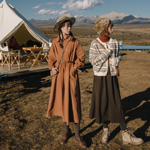 Dream horse retro ancient autumn winter one-piece dress ethnic wind embroidery relaxed sentry long sleeve Tibetan meat lap dresses 2021 new