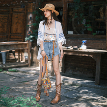 Dream horse snow spinning cardiovert summer thin ethnic wind embroidery streaming sucoat travel cloak overfairy short sleeve outer lap