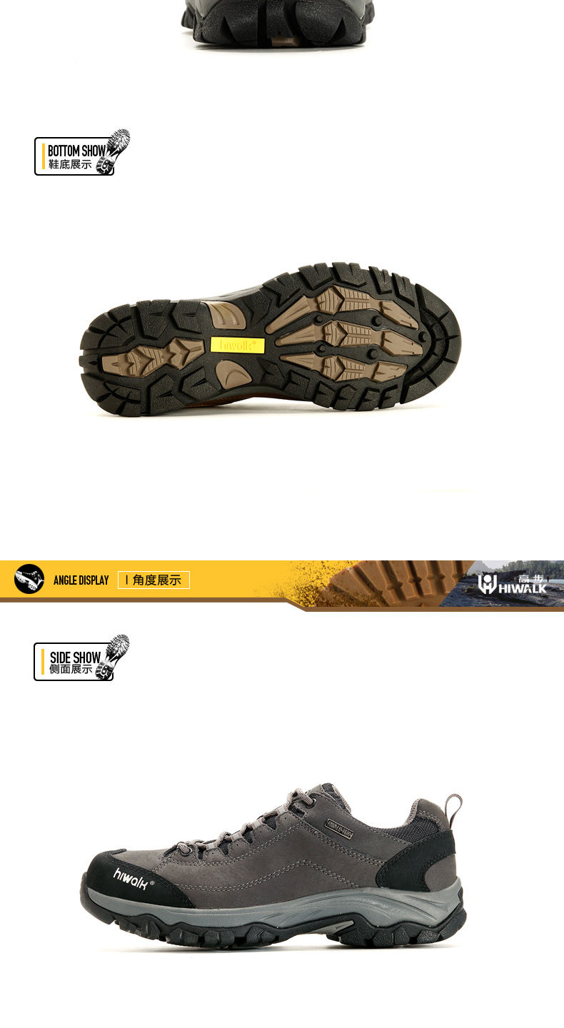 Giày đi bộ da lộn HiWalk da lộn cao cấp cho nam và nữ không thấm nước chống trượt thoáng khí mang giày đi bộ ngoài trời - Khởi động ngoài trời giày bảo hộ