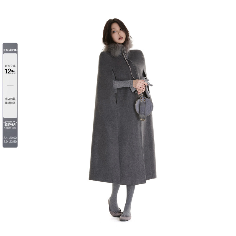 Itsdinn "Mourning Female Writer" Exquisite Tailored 50% Wool Woolen Coat Sleeveless Cape Coat