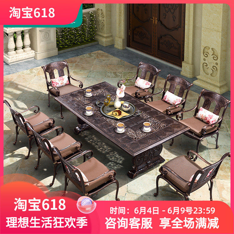 Cast aluminum tables and chairs outdoor combination villa garden light luxury outdoor wrought iron terrace leisure courtyard tables and chairs