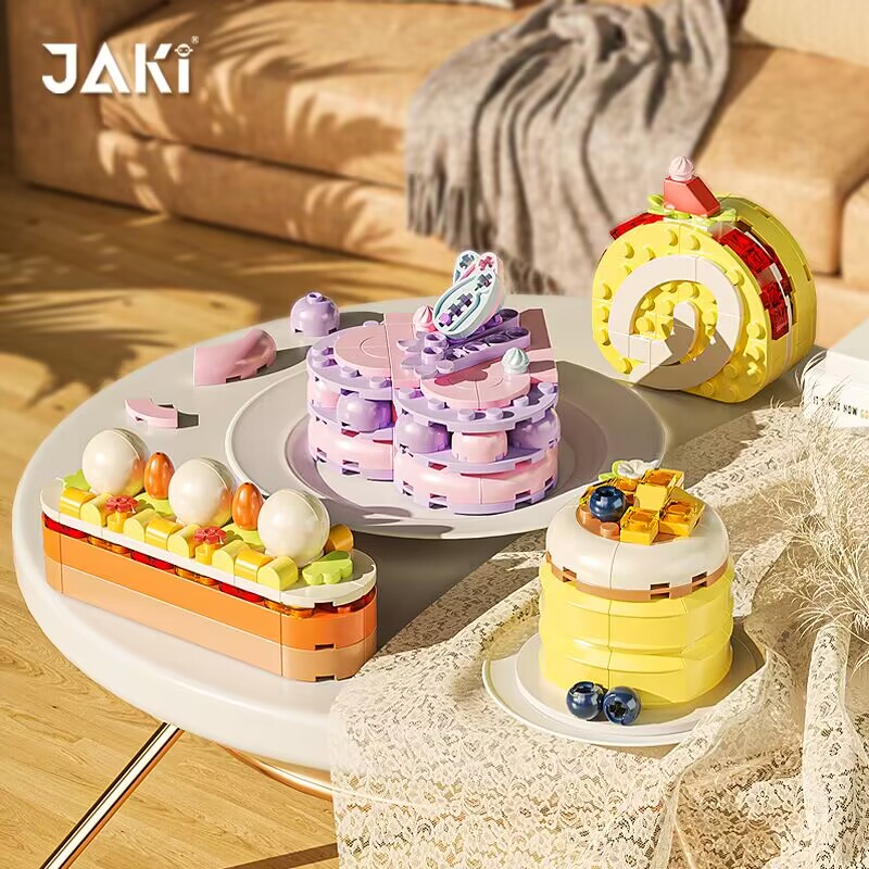 JAKI佳奇积木爱丽丝下午茶美食甜品蛋糕摆件创意拼装玩具礼物女生