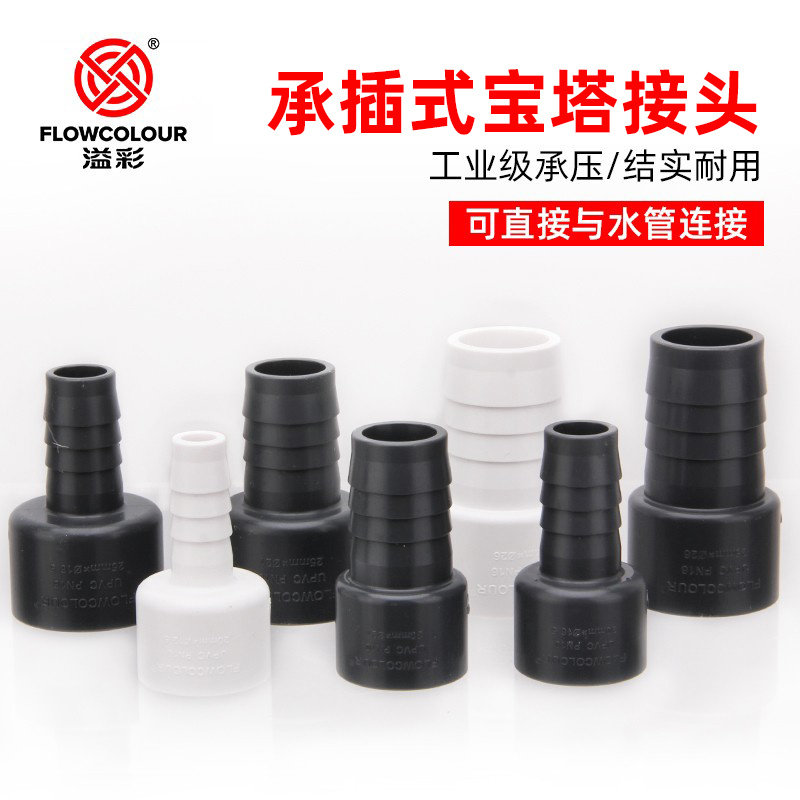 溢彩鱼缸承插式宝塔接头软管接头宝塔变径软硬快接水管3分变4四分