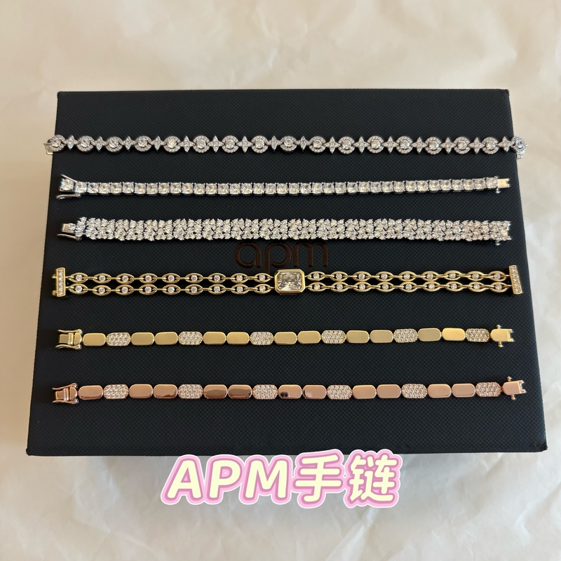 Korean Genuine Apm Monaco Bracelet, Gear Snow White Bracelet, Fortune-Turning Micro-Inlaid Square Bracelet