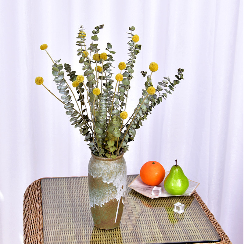 Gold ball eucalyptus leaf dried flower bouquet diy material living room bedroom decoration Nordic style artistic flower arrangement