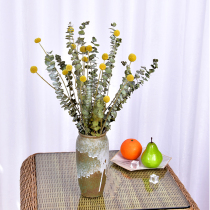 Golden ball eucalyptus leaf flower bouquet diy material living room bedroom decoration display Nordic literary flower arrangement