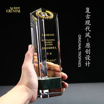 High-end crystal trophy customized creative evening Awards trophy customized excellent employee sales champion medal lettering
