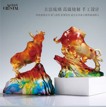 Year of the Ox Zodiac glass trophy evening party event awards souvenir custom glass decoration gift box business gift