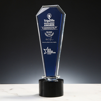 Creative Crystal Trophy Medals Customized Love Charity Volunteers Blue Commendation Lettering Authorization Card