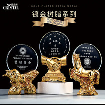 Resin trophy Custom Lotus Buddhist Zodiac crystal trophy rose Teachers Day charity honor trophy custom