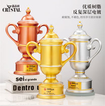 Resin trophy custom creative lettering gold silver and bronze trophy company supplier authorized atmospheric gold-plated trophy production