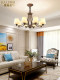 American Retro Style Hall Staircase Long Chandelier Simple and Elegant Loft Duplex Floor Large Chandelier Three Layers of Bronze