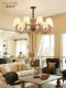 American-Style Chandelier Living Room Lamp Simple Dining Room Bedroom Fabric Lampshade Retro Country Red Antique Brushed Led Chandelier