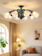 American-Style Living Room Ceramic Chandelier, Retro Dining Room Bedroom Chandelier, Simple Study Room Downlight Led Pendant Light Dual-Use Lighting Fixture