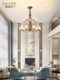 American Retro Style Hall Staircase Long Chandelier Simple and Elegant Loft Duplex Floor Large Chandelier Three Layers of Bronze