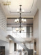 Double-Story Living Room Chandelier in a Duplex House, American-Style Minimalist Loft Hotel Rotating Three-Story Long Pendant Staircase Light