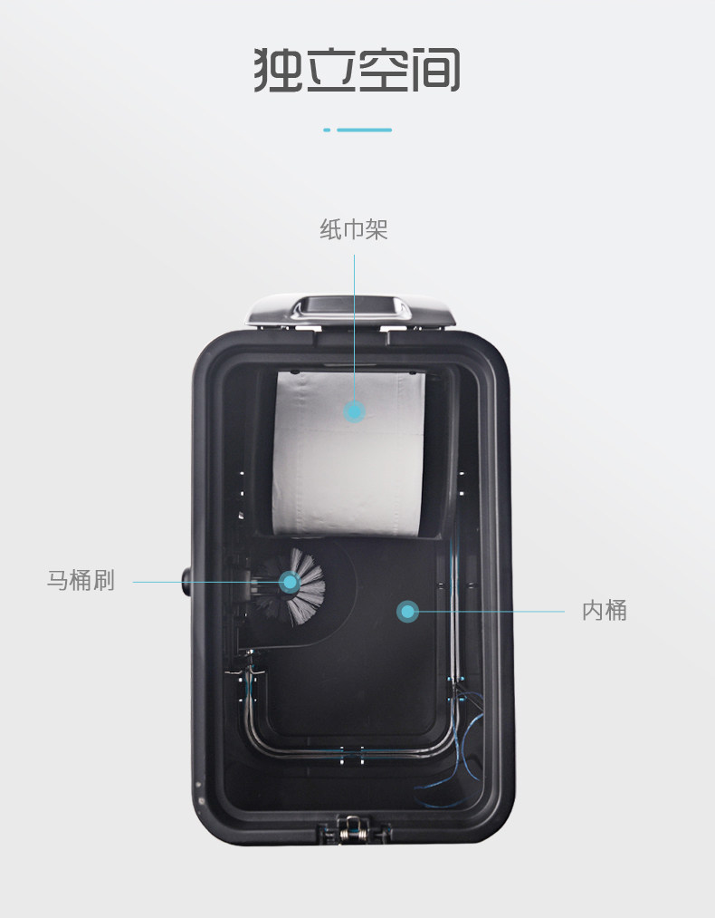 卫生间垃圾桶智能感应家用带盖厕所三合一马桶刷一体有盖拉圾筒桶详情11