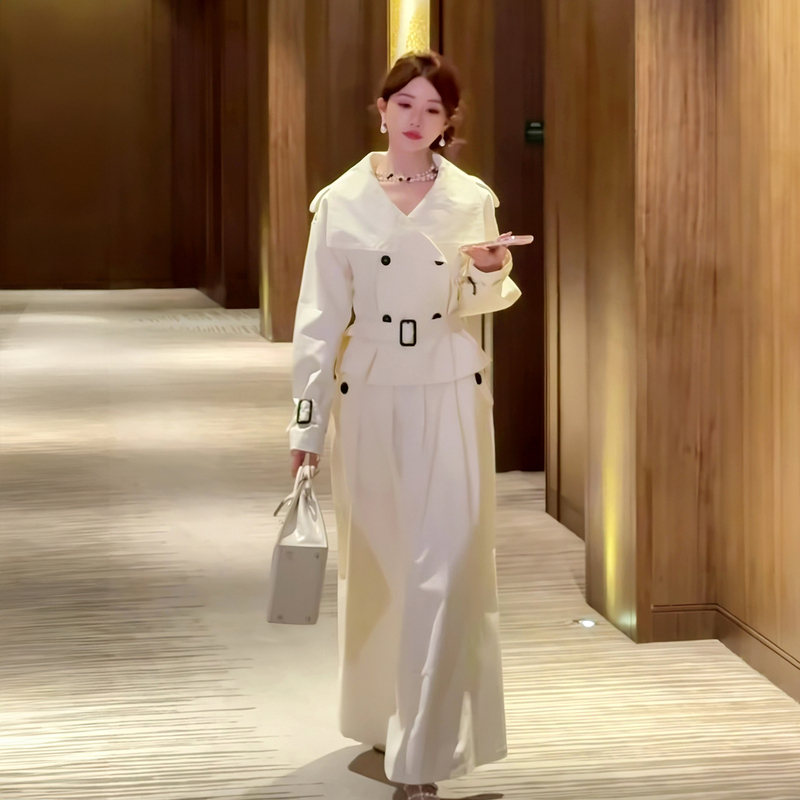 Early Autumn Outfit: a Complete Set of Elegant Suits for Women, 2026 New Style, High-End Short Trench Coat and Skirt Two-Piece Set Early Autumn Outfit: a Complete Set of Elegant Suits for Women, 2026 New Style, High-End Short Trench Coat and Skirt Two-Piece Set